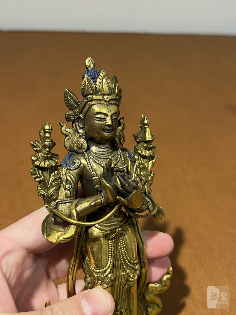 清乾隆 鎏金站姿弥勒像 - 图6